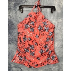 Holipick Swim Top SZ L  Womens Floral Color Orange Salmon